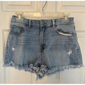 Rewash Raw Medium Wash Hem Super High Rise Denim Jean Shorts Size 9